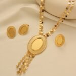 Evening Ethnic Style Tassel Necklace and Earring Set, Gold-Plated Jewelry, Xinjiang Style