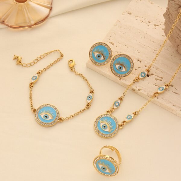 Cross-Border Ethnic Devils Eye Bracelet Necklace Four-Piece Jewelry Set