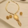 Evening Ethnic Style Tassel Necklace and Earring Set, Gold-Plated Jewelry, Xinjiang Style