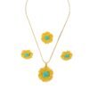 Cross-Border Retro Pearl Flower Sand Gold Necklace Set, Baroque Light Luxury Earrings