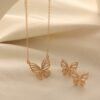 Copper Alloy Micro-Inlaid Zircon Super Flash Butterfly Pendant Clavicle Chain Necklace