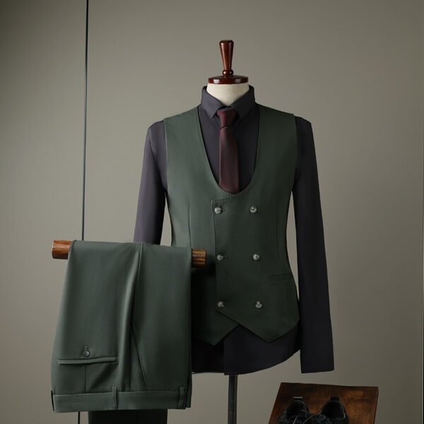 Double Row Brown Suit Men's Business Groom Wedding Dress Groomsmen Slim Suit