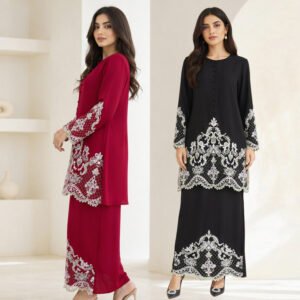 Ensemble deux pièces en maille avec broderie de vigne creuse, nouveau Style FF103/105/110/111, BajuKurung