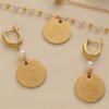 Turkish Portrait Coin Badge Chain Pearl Double-Layer Necklace Jewelry Set 3 Turkish Portrait Coin Badge Chain Pearl Double-Layer Necklace Jewelry Set