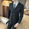 Suit Men's Suit Business Formal Wear Black Double-Breasted Wedding Suit Men's Autumn and Winter New Wedding Dress