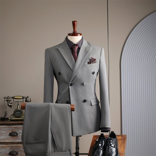 Double Breasted Striped Suit Men's Business Slim Formal Wear Bridegroom Wedding Dress
