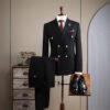 Double Row Brown Suit Men's Business Groom Wedding Dress Groomsmen Slim Suit