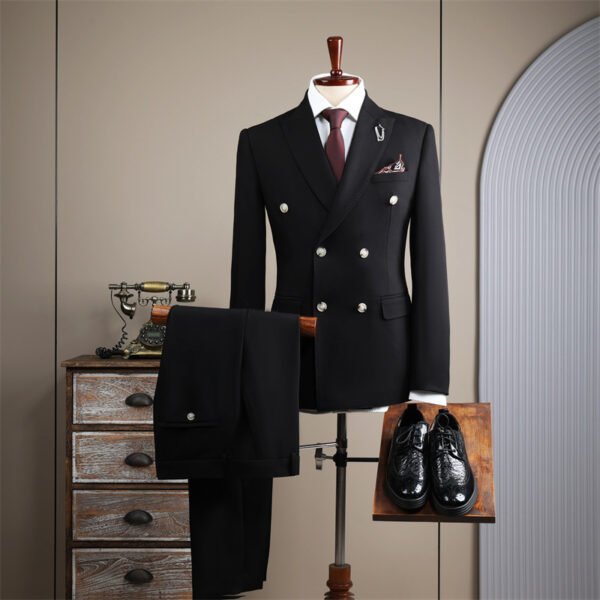Double Row Brown Suit Men's Business Groom Wedding Dress Groomsmen Slim Suit