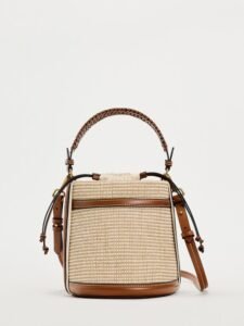 Woven Bucket Bag – Colour Block Shoulder & Crossbody Handbag