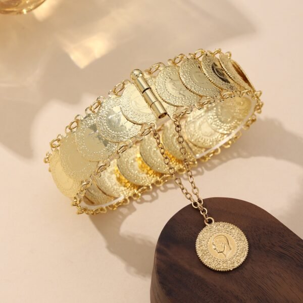 Middle Eastern Cross-Border Vintage Coin Bracelet, Gold-Plated Ethnic Style