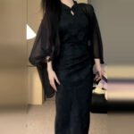 New Chinese Style National Style Suit Vintage Elegant Cheongsam Dress Shawl Cardigan Two-Piece Set