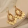 Bohemian Coin Wind Chime Ethnic Tassel Gold-Plated Peacock Earrings