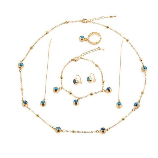 Cross-Border Copper Alloy Devil's Eye Necklace Jewelry Five-Piece Set, Blue Eyes