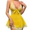 Cross-Border Foreign Trade European and American New Sexy Lingerie Sexy Women's Lace Mesh Bow Pajamas Sexy Suit