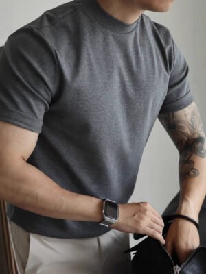 Men's Modal Half Turtleneck T-Shirt - Cooling Antibacterial Short Sleeve Top
