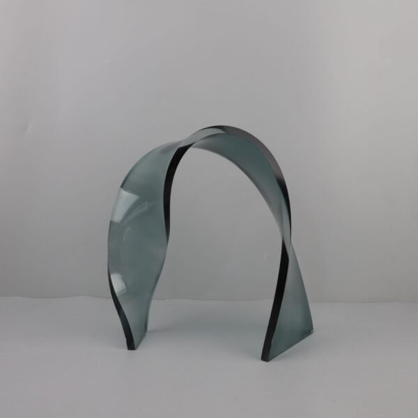 Metal & Marble Ribbon Sculpture - Modern Chinese Style Desk Ornament