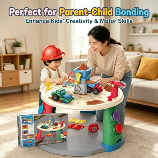 Engineering Colored Clay Round Table Toy - Kids DIY Clay Tool Set