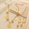 European Gold Light Luxury Coin Pendant Necklace Tassel Earrings Set 1 European Gold Light Luxury Coin Pendant Necklace Tassel Earrings Set