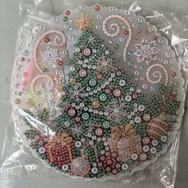 Christmas Santa Claus 5D Acrylic Diamond Painting DIY Kit, Ornament Pendant