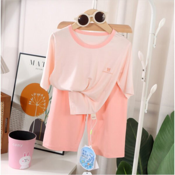 Tencel Modal Seven-Point Sleeve Home Clothes Set, Summer Pajamas for Kids