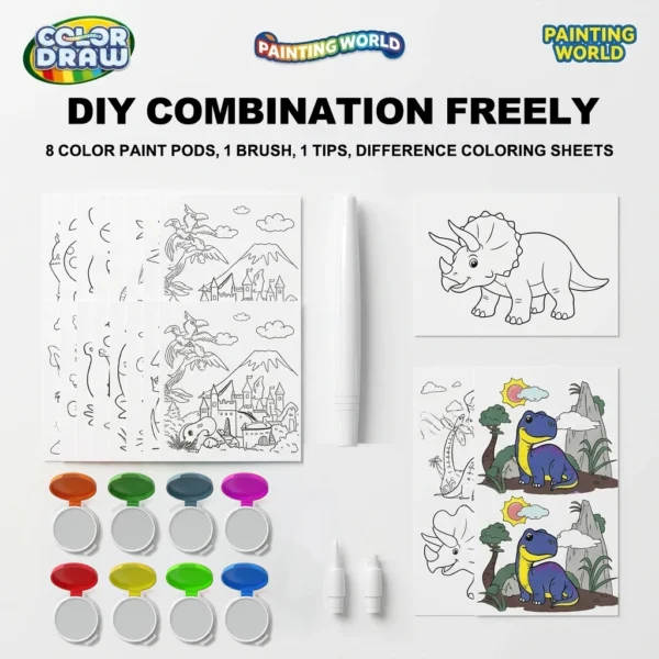 Magic Color-Reveal Painting Pen Set - Dinosaur Theme