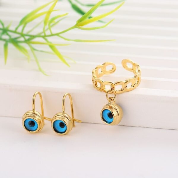 Cross-Border Copper Alloy Devil's Eye Necklace Jewelry Five-Piece Set, Blue Eyes