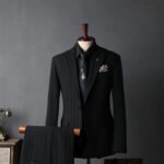 Striped Suit suit men's full set bridegroom suit British style best man clothes business formal wear wedding suit men's clothing