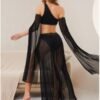 Cross-Border Foreign Trade European and American New Sexy Lingerie Sexy Women's One-Shoulder Dance Outfit Slit Long Skirt Sexy Set