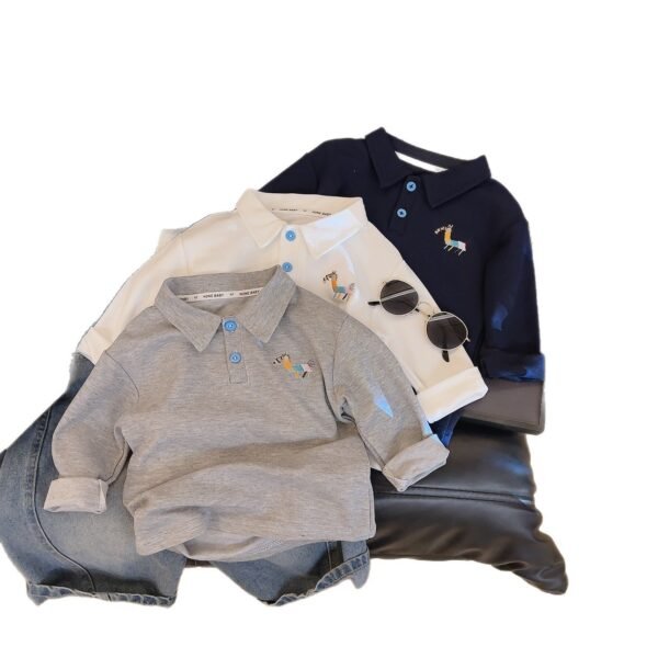 Boys Pony Print Polo Shirt Long-Sleeve Casual Top