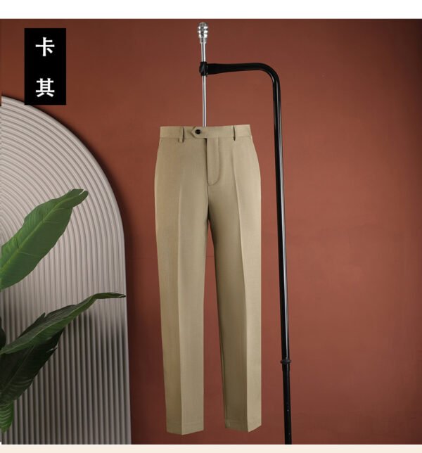 Khaki (single piece of pants) Whale Lion Men's Casual Business Straight-Leg Dress Pants Versatile Fashion Simple Mid-High Waist Wrinkle-Resistant Non-Iron Pants