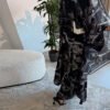 LN235 Black Base Retro Chain Print Long Cardigan Set