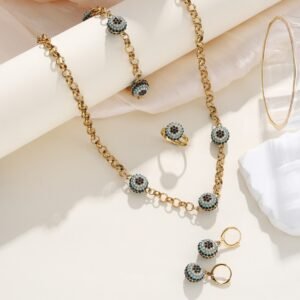 Cross-Border Fashion Devil's Eye Necklace Four-Piece Set, European and American Light Luxury 1 Cross-Border Fashion Devil's Eye Necklace Four-Piece Set, European and American Light Luxury