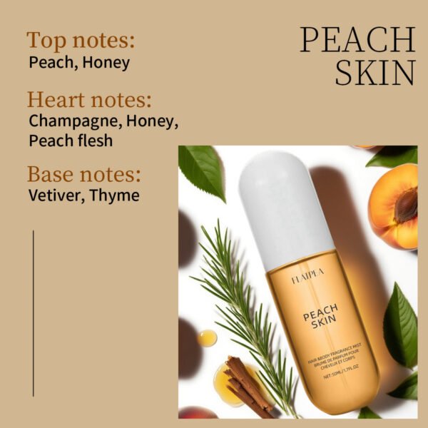 Peach Skin Body Fragrance Spray 50ml, Peach Champagne Scent, Long-Lasting