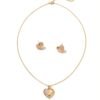 Cross-Border French Light Luxury Simple Jewelry Love Pendant Necklace + Peach Heart Zircon Earring Set
