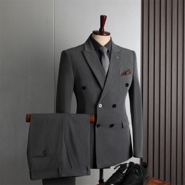 Double-Breasted Suit Set for Men, Formal Business Casual Slim Fit Plus Size Wholesale Wedding Blazer, High-End Feel