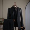 Striped Suit Set for Men, Business Formal Wear, Groomsman Attire, Wedding Groom Suit Jacket, Short Suit