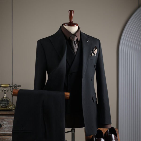Striped Suit Set for Men, Business Formal Wear, Groomsman Attire, Wedding Groom Suit Jacket, Short Suit