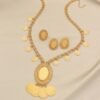 Turkish Gold-Plated Ancient Coin Necklace Earrings Ring Three-Piece Set