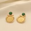 Gold-Plated Rice Flower Coin Earrings, 24K Electroplated Vintage Ethnic Style