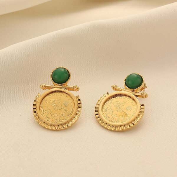 Gold-Plated Rice Flower Coin Earrings, 24K Electroplated Vintage Ethnic Style