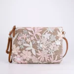 Straw Crossbody Bag with Sequin Embroidery - Woven Summer Bag