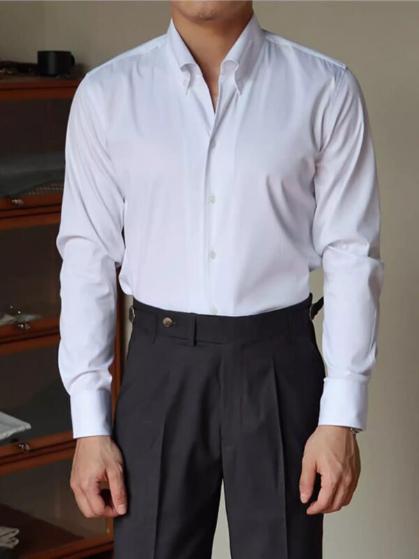 Men's Ice Silk Business Shirt - Wrinkle Free Long Sleeve Plain Shirt