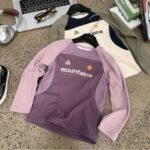 Outdoor Children's Mountain Series Multi-Color Patchwork Stretch Sports Thermal Long Sleeve T-Shirt