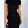 Women's Solid Colour Short Sleeve Dress - Slim Fit Elegant Summer Dress