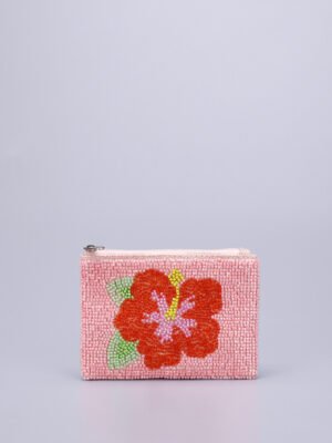 Machine-Embroidered Seed Bead Coin Purse - Bohemian Cartoon Fruit Print Bag
