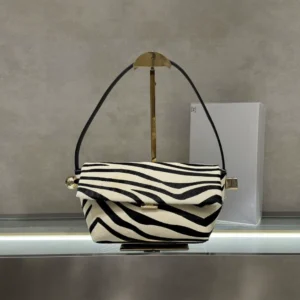 High-End Rounded Square Handbag - Calfskin Underarm Bag with Metal Ball Accent