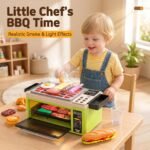 Pretend Play Kitchen BBQ Grill & Microwave Toy Set for Kids