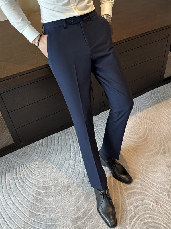 Anti-Wrinkle Suit Pants Men's Slim Fit Business Casual Dress Trousers