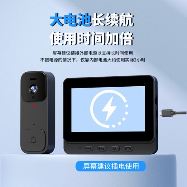 Video Doorbell with Indoor Monitor - 4.3 inch Screen, HD Night Vision