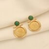 Gold-Plated Rice Flower Coin Earrings, 24K Electroplated Vintage Ethnic Style